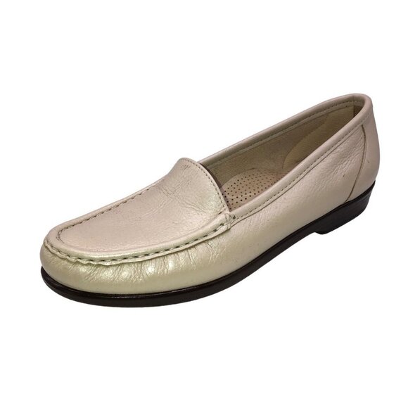 SAS Tripad Comfort Womens Size 8.5 Pearl White Slip On Moc Toe Loafer Flat Shoes - Picture 1 of 12